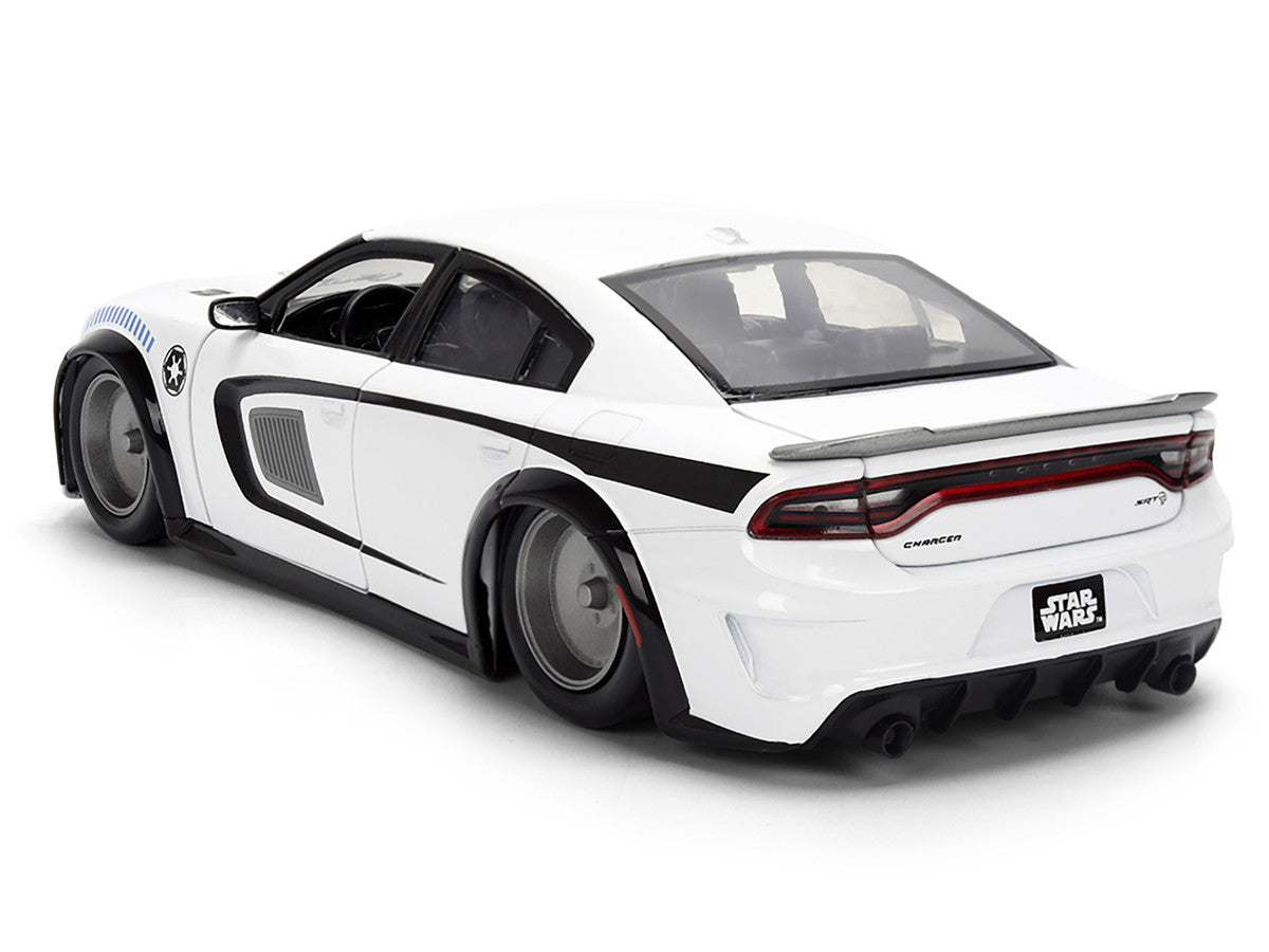 Dodge Charger 2021 SRT Hellcat White with Graphics and Stormtrooper Figure "Star Wars" Franchise "Hollywood Rides" Series 1/24 Diecast Model Car by Jada 3