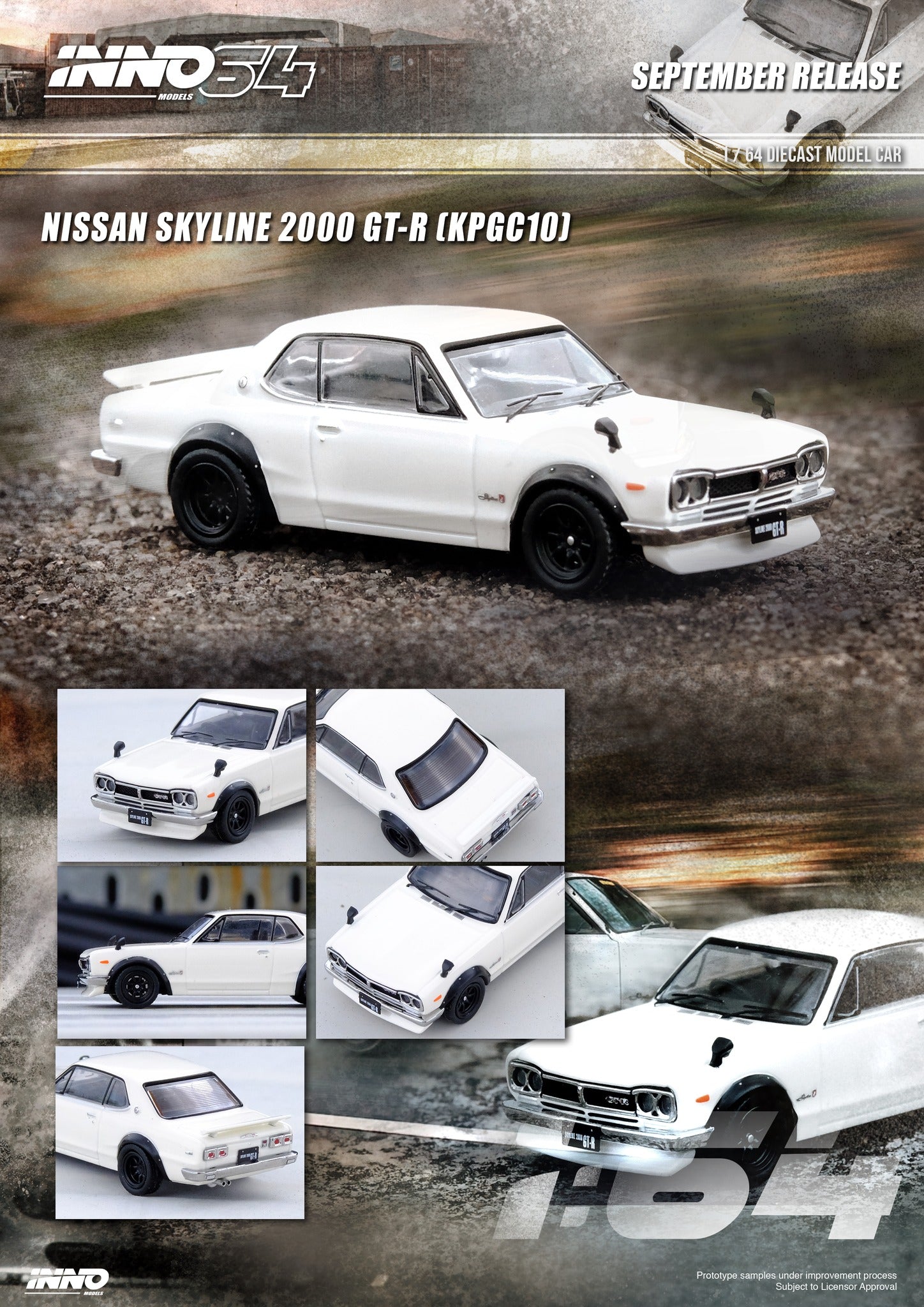 Nissan Skyline 2000 GT-R (KPGC10) in White 1:64 by Inno64 – Big