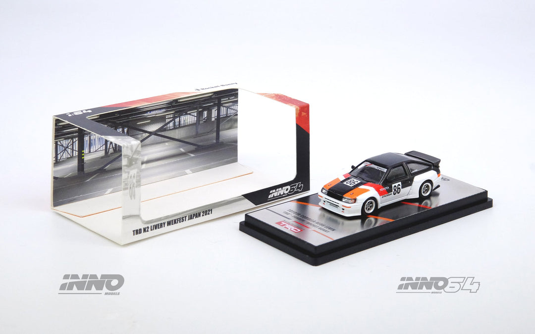 Toyota AE86 Levin "INAZUMA WORX" Pandem Rocket Bunny Widebody Kit 1:64 by Inno64