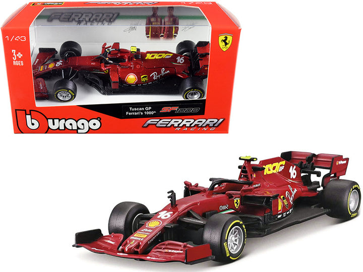 Ferrari SF1000 #16 Charles Leclerc Tuscan GP Formula One F1 (2020) "Ferrari's 1000th Race" 1/43 Diecast Model Car by Bburago-0