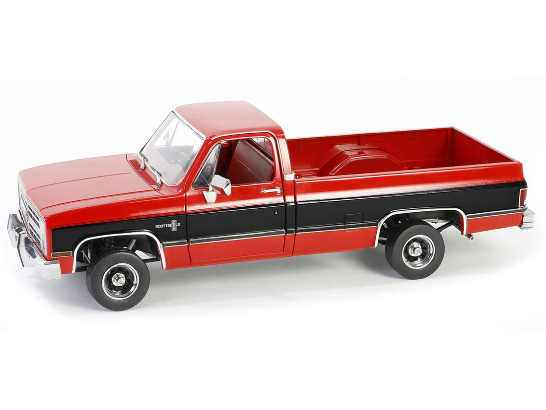 1984 Chevrolet K10 Scottsdale Pickup Truck Apple Red and Midnight Black with Red Interior 1/18 Diecast Model Car by Greenlight-0