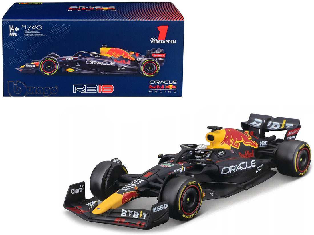 Red Bull Racing RB18 #1 Max Verstappen "Formula One F1 World Championship" (2022) with Display Case 1/43 Diecast Model Car by Bburago-0