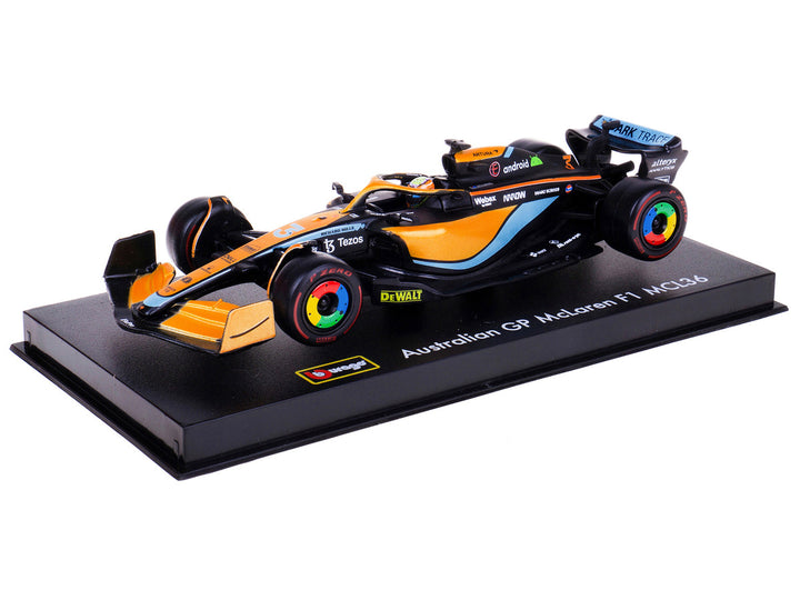 McLaren MCL36 #3 Daniel Ricciardo Formula One F1 "Australian GP" (2022) with Display Case 1/43 Diecast Model Car by Bburago-1