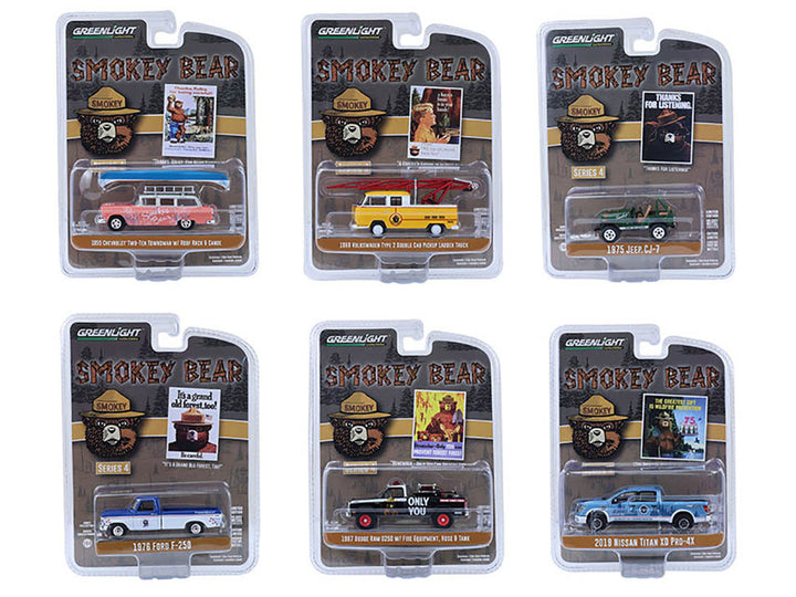 "Smokey Bear" Set of 6 Cars Series 4 1/64 Diecast Model Cars by Greenlight-0
