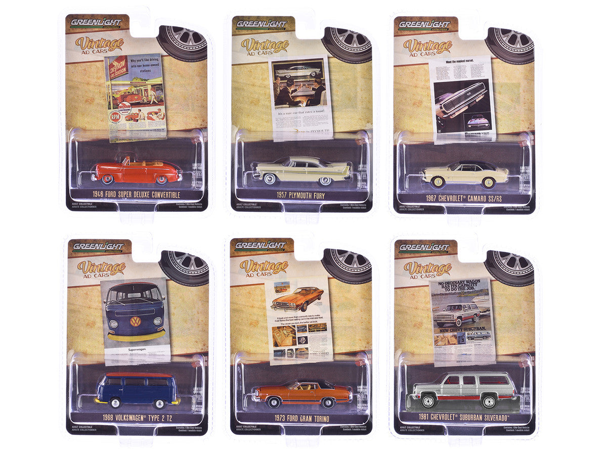 "Vintage Ad Cars" Set of 6 pieces Series 10 1/64 Diecast Model Cars by Greenlight-2