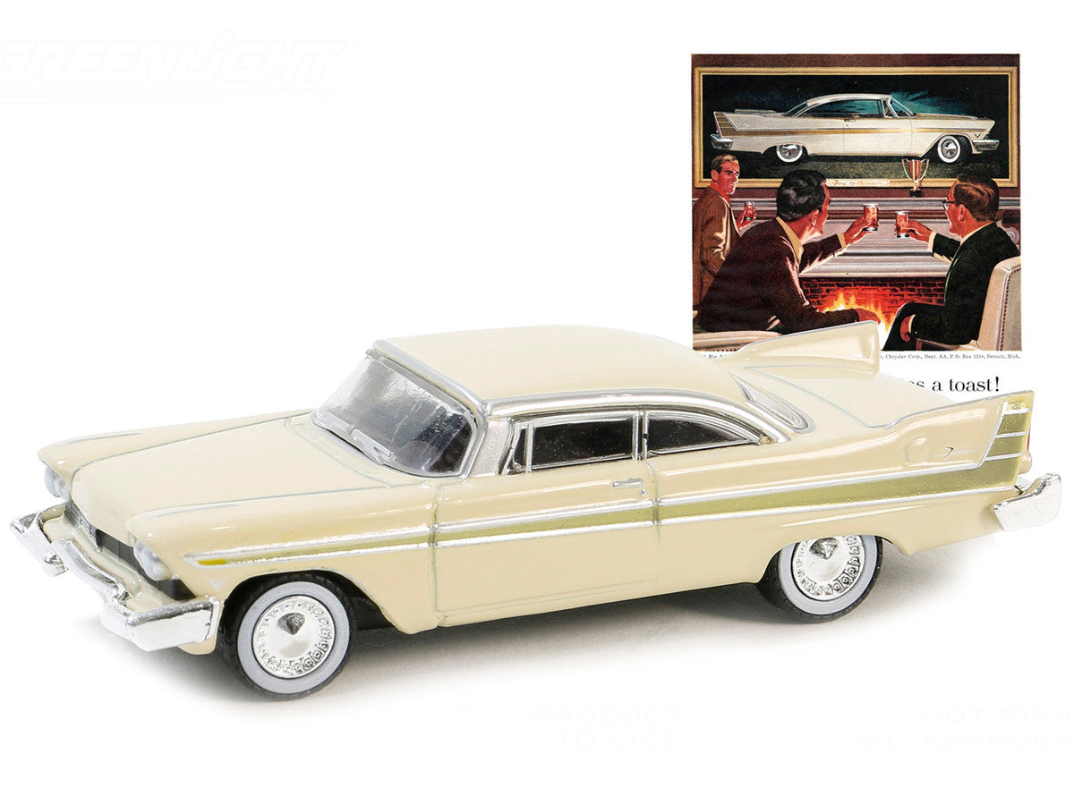1957 Plymouth Fury Beige with Gold Metallic Stripes "Vintage Ad Cars" Series 10 1/64 Diecast Model Car by Greenlight-1