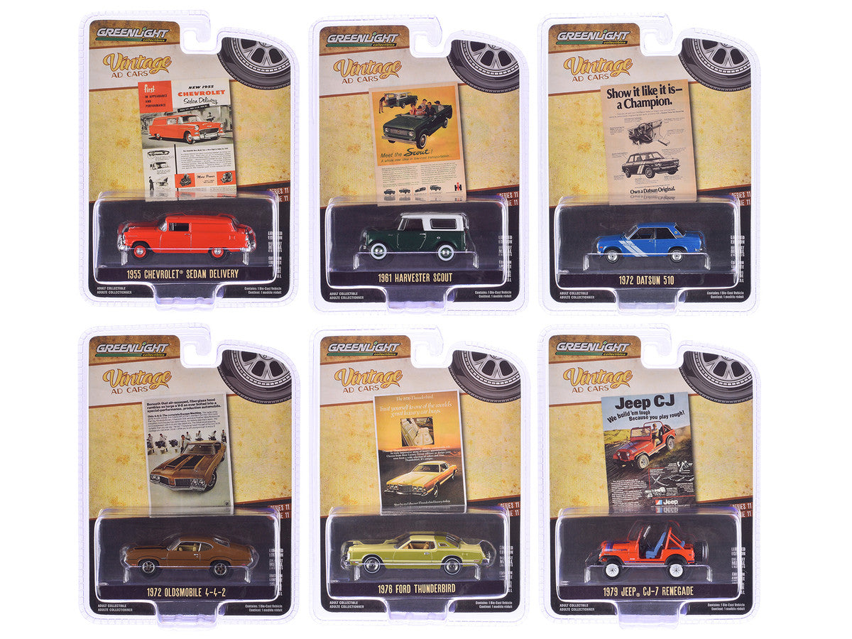 "Vintage Ad Cars" Series 11 Set of 6 pieces 1/64 Diecast Model Cars by Greenlight-2