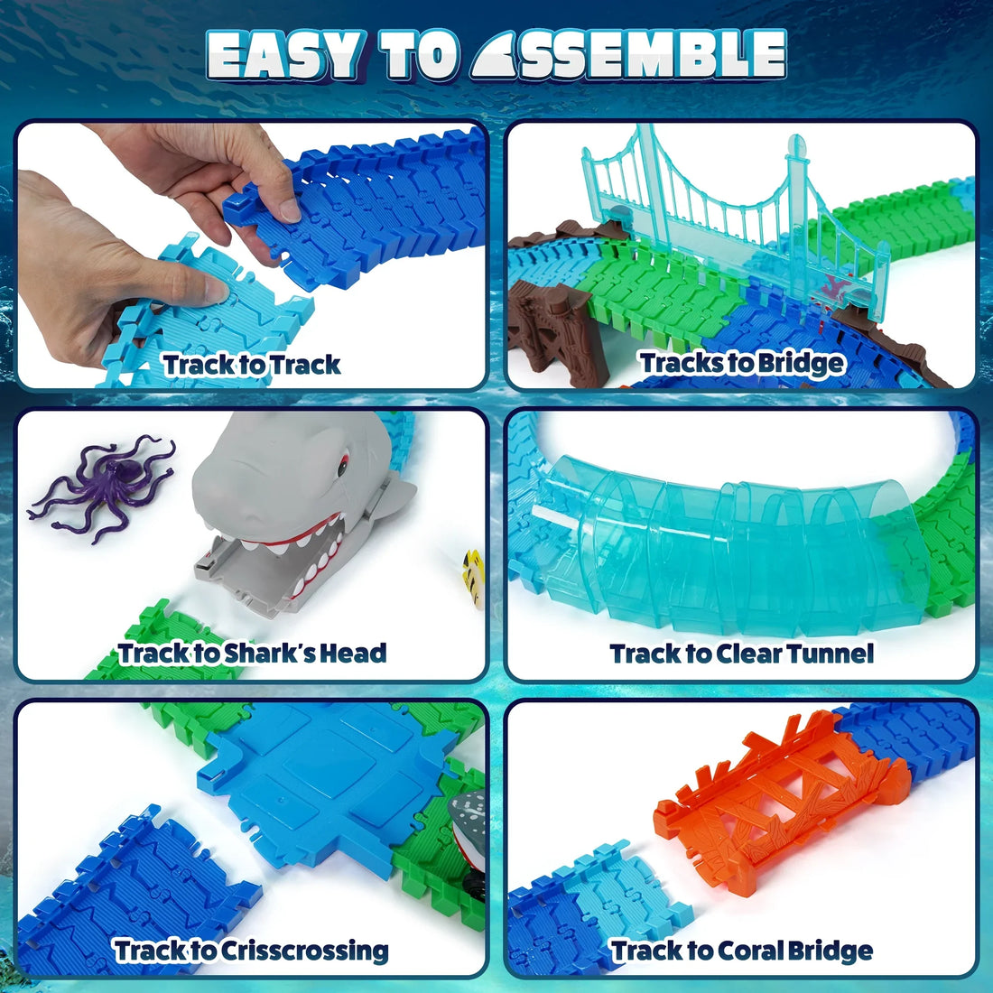 Sharky Seas Tracks Playset - 225 Pieces by USA Toyz  3