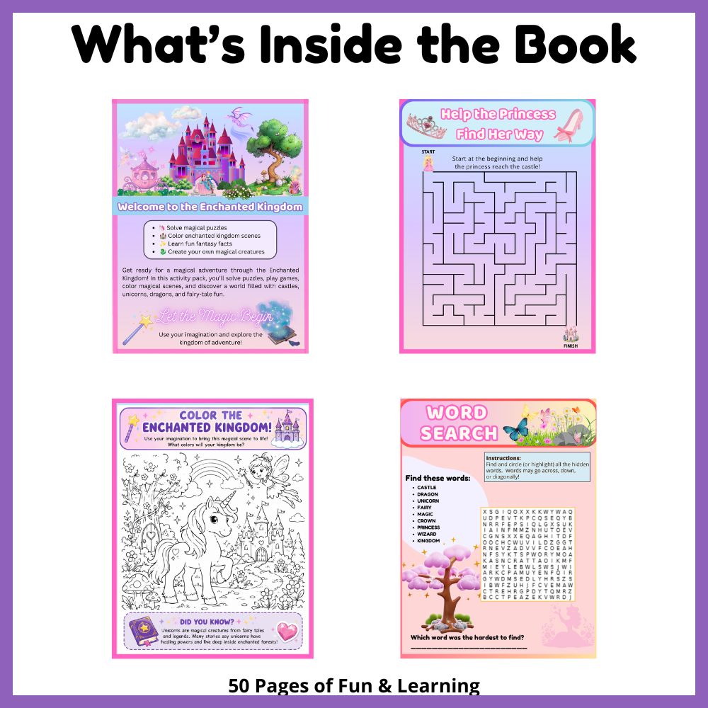 Enchanted Kingdom Learning & Activity Book | Printable PDF for Ages 6–10