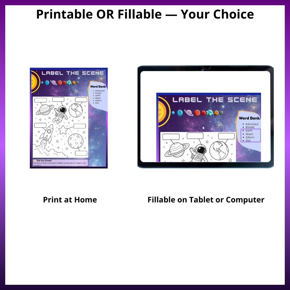 Space maze printable activity for children