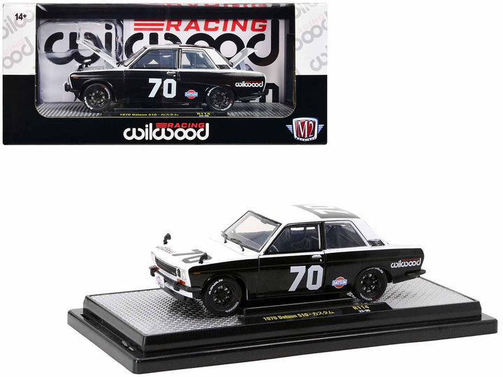 1970 Datsun 510 #70 Black and White "Wilwood Racing" Limited Edition to 6000 pieces Worldwide 1/24 Diecast Model Car by M2 Machines-0