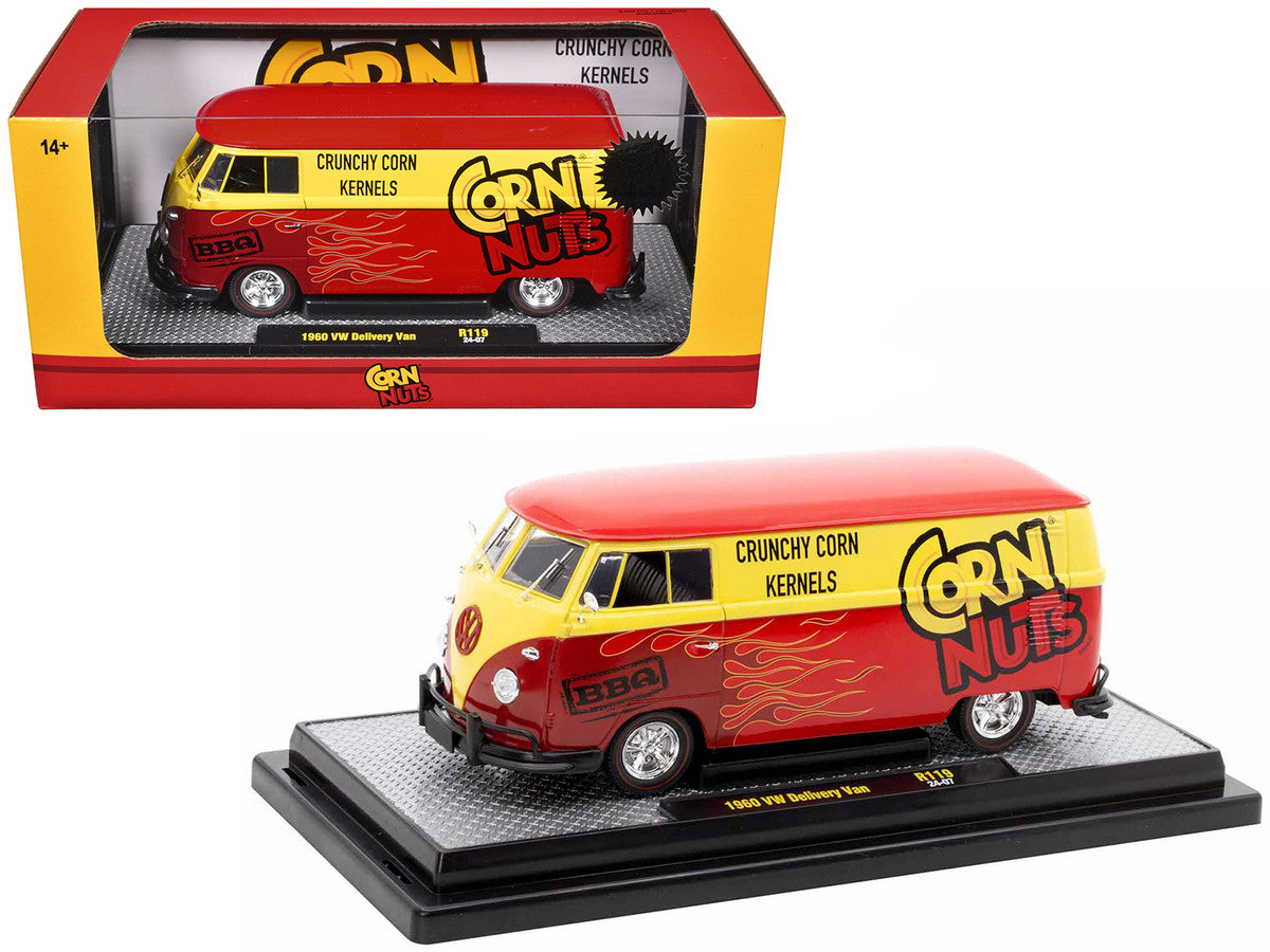 1960 Volkswagen Delivery Van Red and Yellow "Corn Nuts BBQ" Limited Edition to 6250 pieces Worldwide 1/24 Diecast Model Car by M2 Machines-0