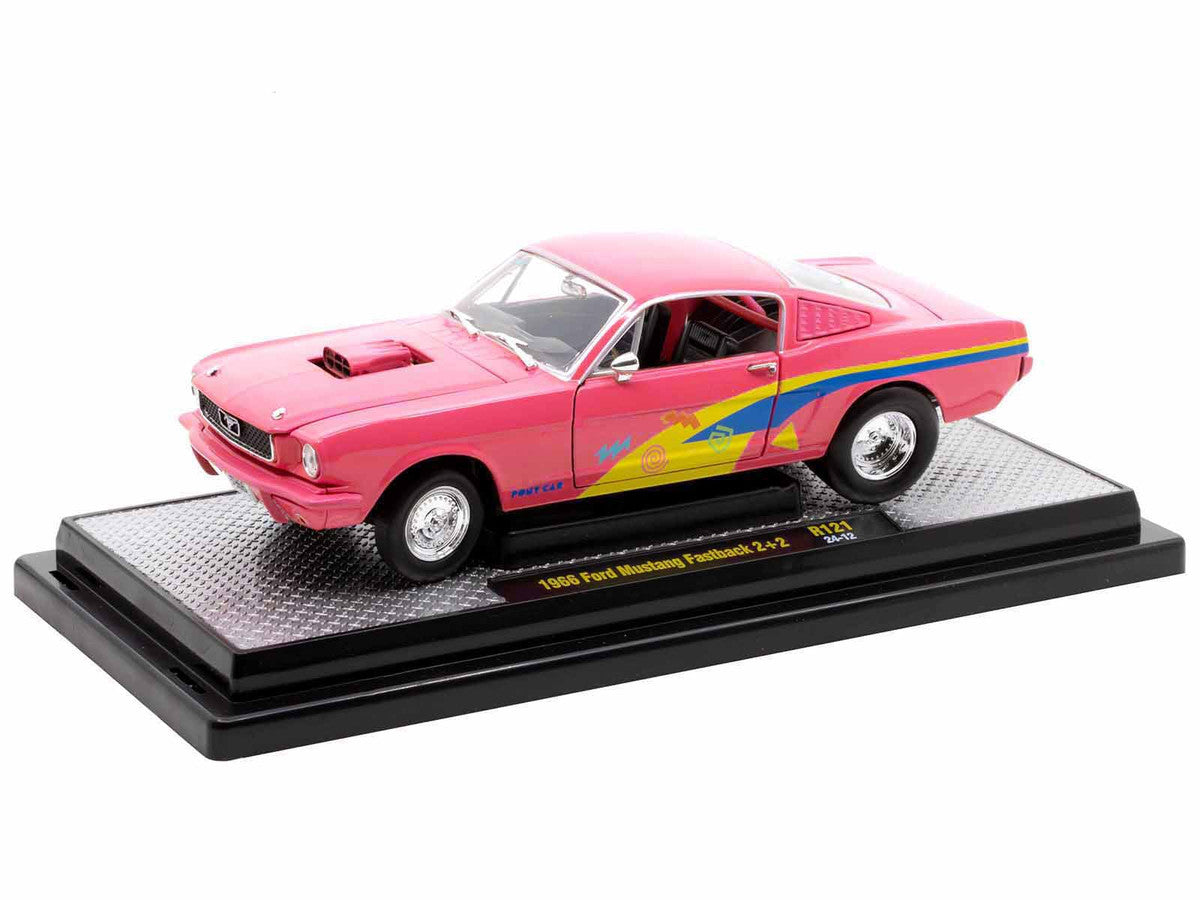 1966 Ford Mustang Fastback 2+2 Pro Street pink 1:24 diecast by M2 Machines
