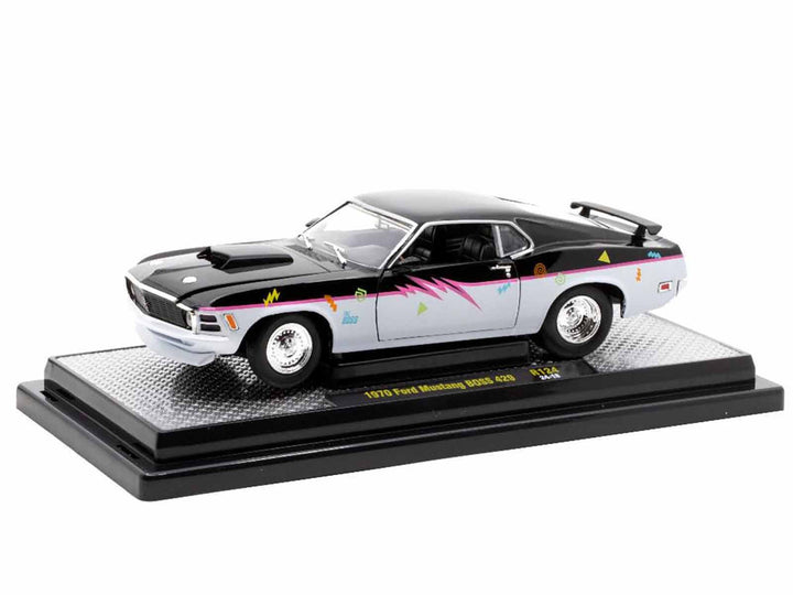 Ford 1970 Mustang BOSS 429 "Pro Street" Black and Gray with Graphics Limited Edition to 6650 pieces Worldwide 1/24 Diecast Model Car by M2 Machines