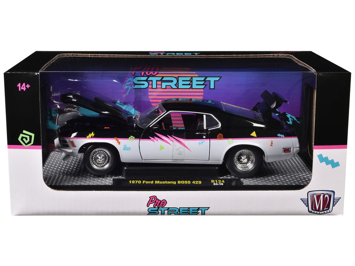 Ford 1970 Mustang BOSS 429 "Pro Street" Black and Gray with Graphics Limited Edition to 6650 pieces Worldwide 1/24 Diecast Model Car by M2 Machines 2