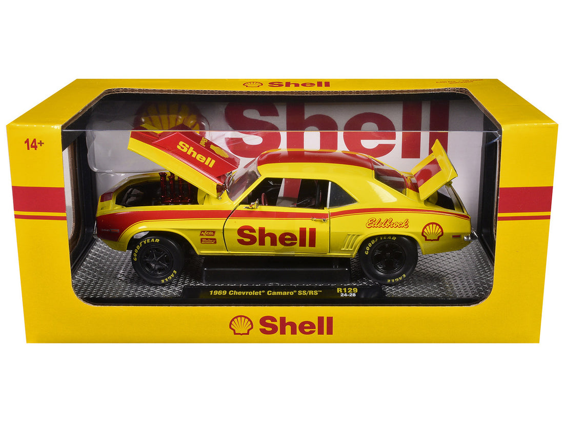 1969 Chevrolet Camaro SS/RS "Shell Oil" Yellow with Red Stripes Limited Edition to 6550 pieces Worldwide 1/24 Diecast Model Car by M2 Machines-2