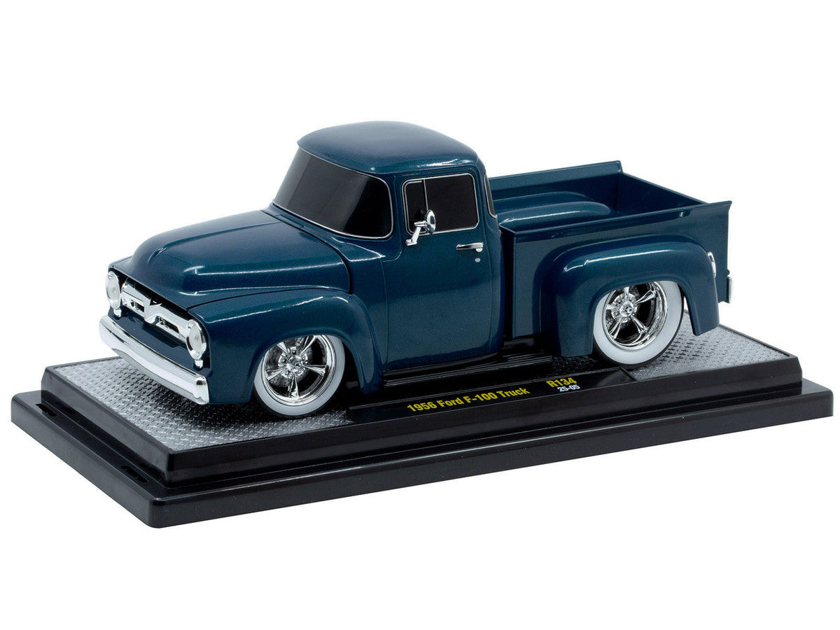 Ford 1956 F-100 Pickup Truck Blue Metallic Limited Edition to 6650 pieces Worldwide 1/24 Diecast Model Car by M2 Machines 2