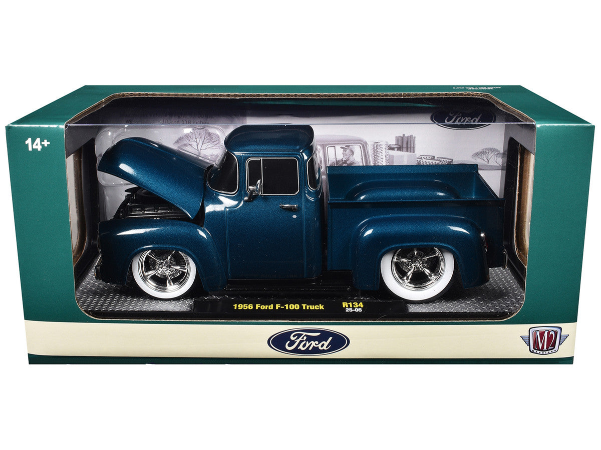 Ford 1956 F-100 Pickup Truck Blue Metallic Limited Edition to 6650 pieces Worldwide 1/24 Diecast Model Car by M2 Machines 3