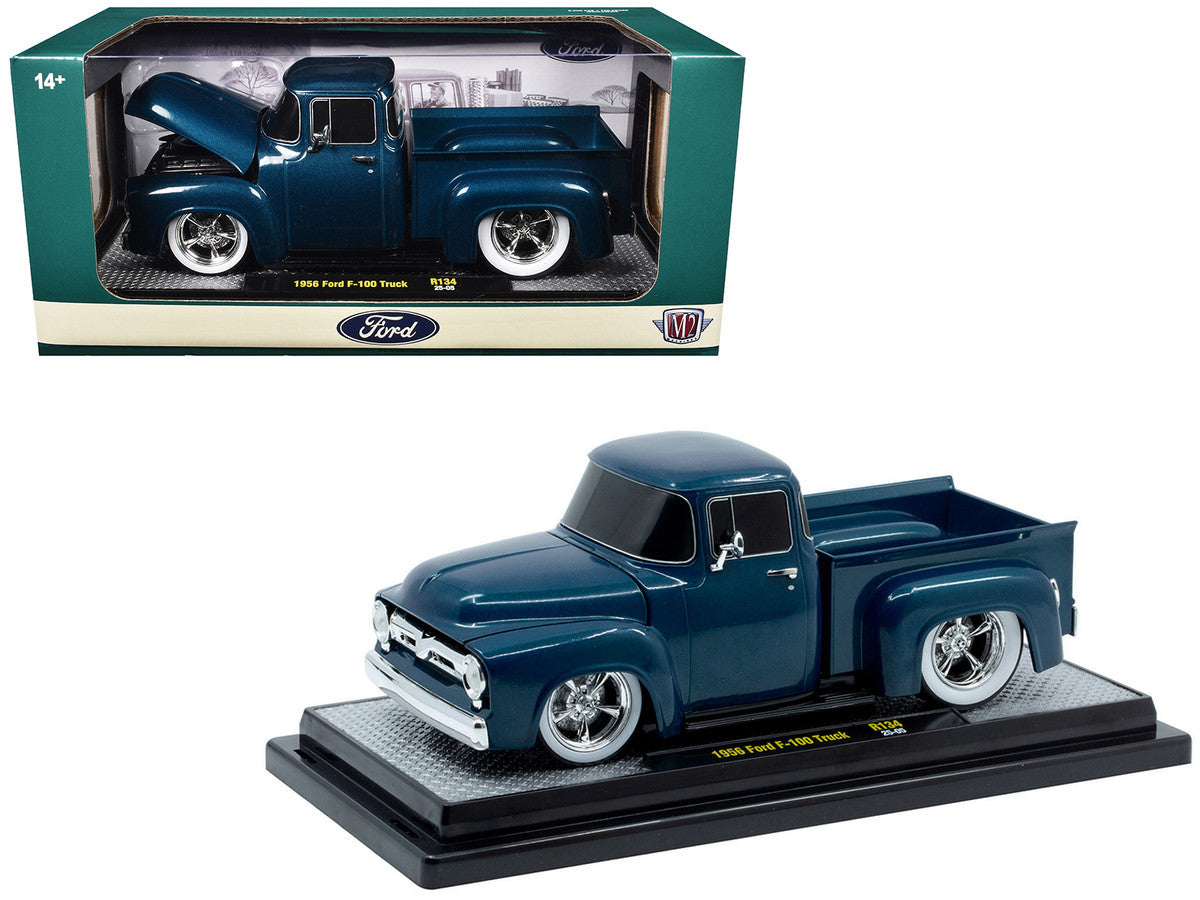 Ford 1956 F-100 Pickup Truck Blue Metallic Limited Edition to 6650 pieces Worldwide 1/24 Diecast Model Car by M2 Machines