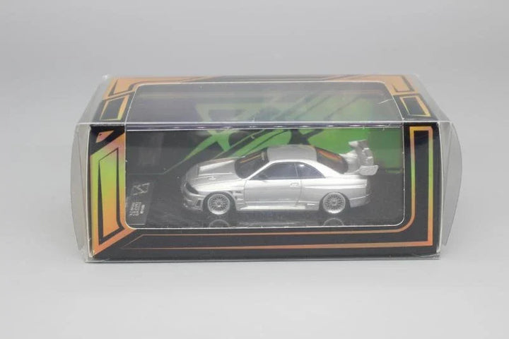 Nissan Skyline GT-R (R33) in Silver 1:64 by Error404 Model Package View