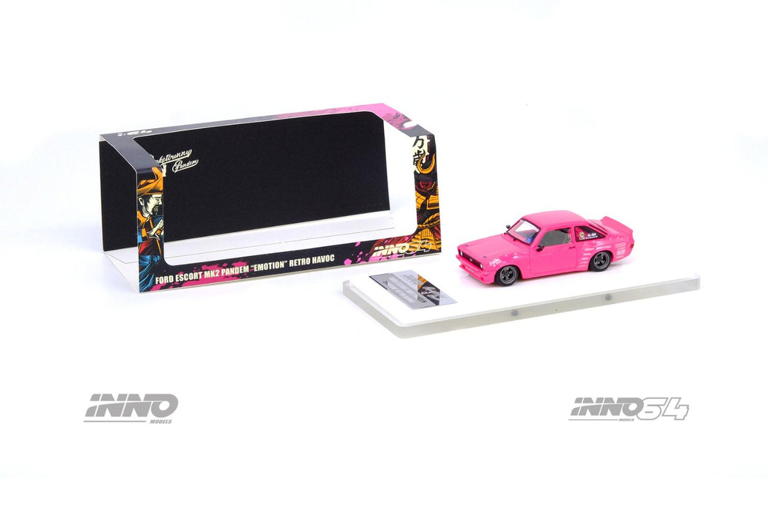 Ford Escort MK2 Pandem "Emotion" Retro Havoc Pink 1:64 by Inno64  IN64R-MK2P-ERH Mounted View