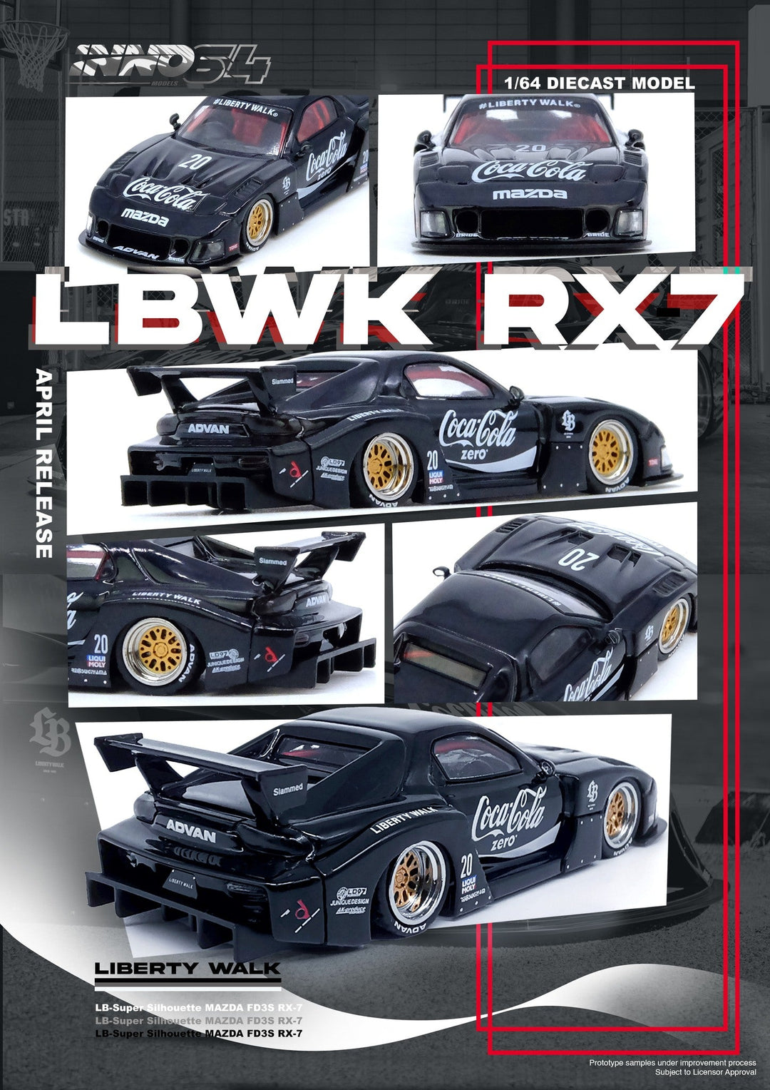 Mazda RX-7 LBWK in Black 1:64 by Inno64 IN64-LBWK-RX7-01 Poster 2