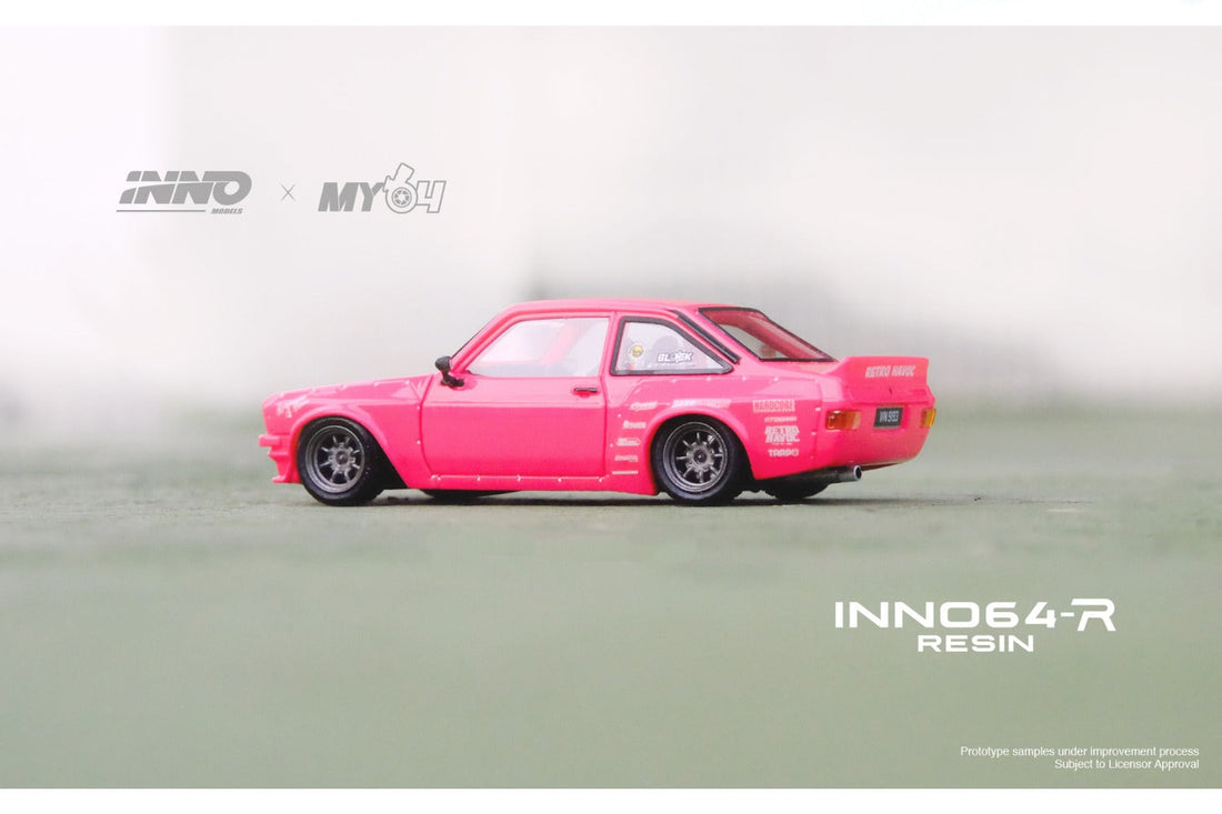 Ford Escort MK2 Pandem "Emotion" Retro Havoc Pink 1:64 by Inno64  IN64R-MK2P-ERH Angle View