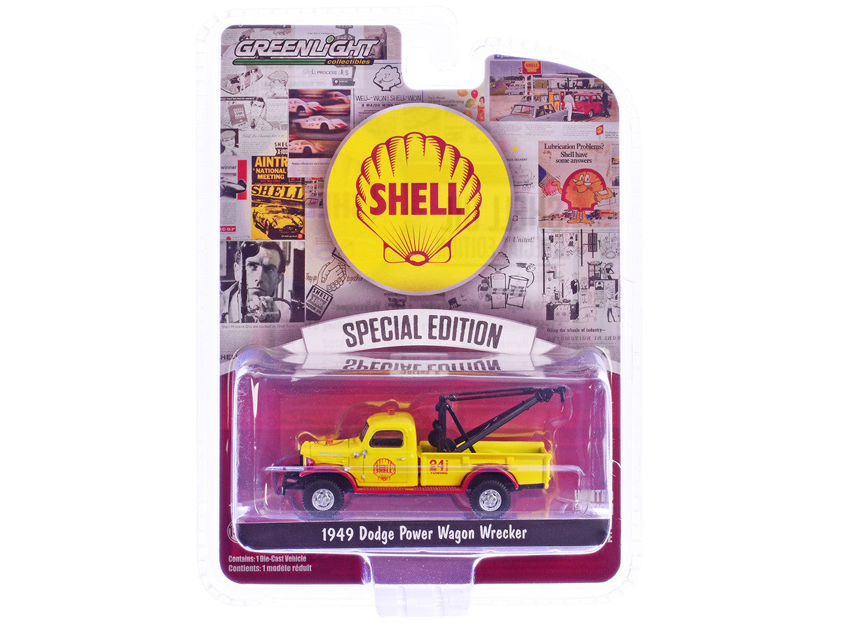 1949 Dodge Power Wagon Wrecker Tow Truck "Shell Oil" Yellow and Red "Shell Oil Special Edition" Series 2 1/64 Diecast Model Car by Greenlight-2