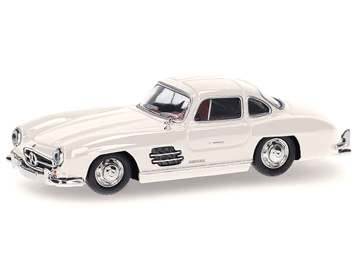 Mercedes-Benz 300 SL Gullwing White with Red Interior 1/87 (HO) Plastic Model Car by Promotex-0