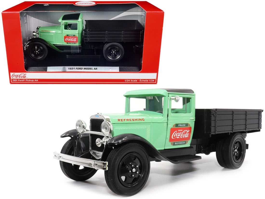 1931 Ford Model AA Pickup Truck Light Green and Black "Pause. Refresh. Drink Coca-Cola" 1/24 Diecast Model Car by Motor City Classics-0