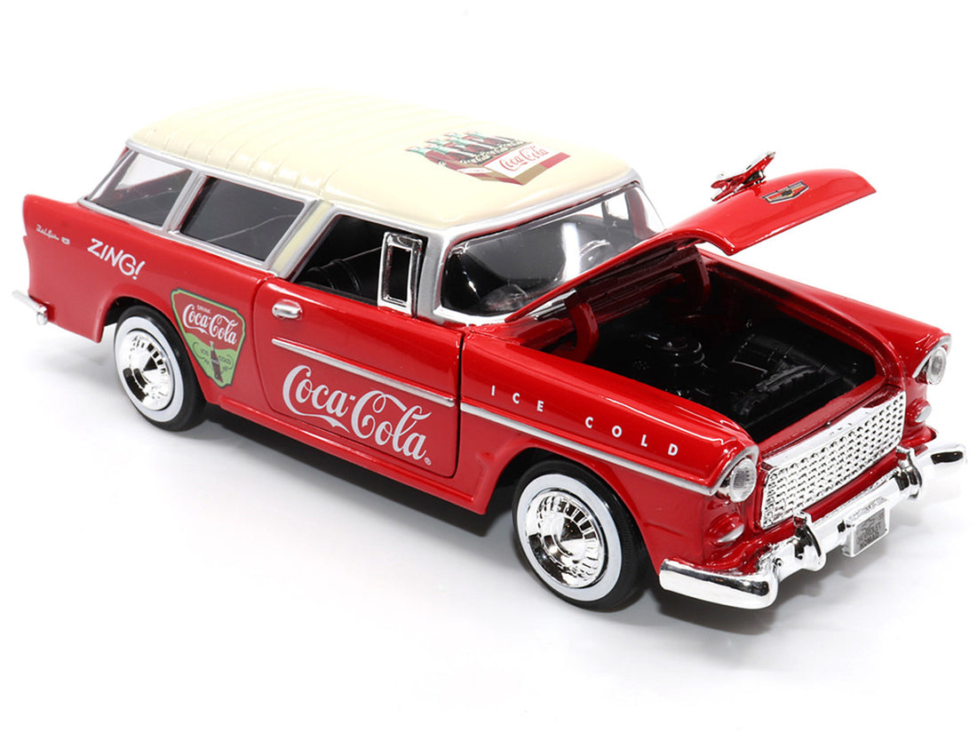 1955 Chevrolet Bel Air Nomad Red with White Top "Coca-Cola" 1/24 Diecast Model Car by Motor City Classics-1