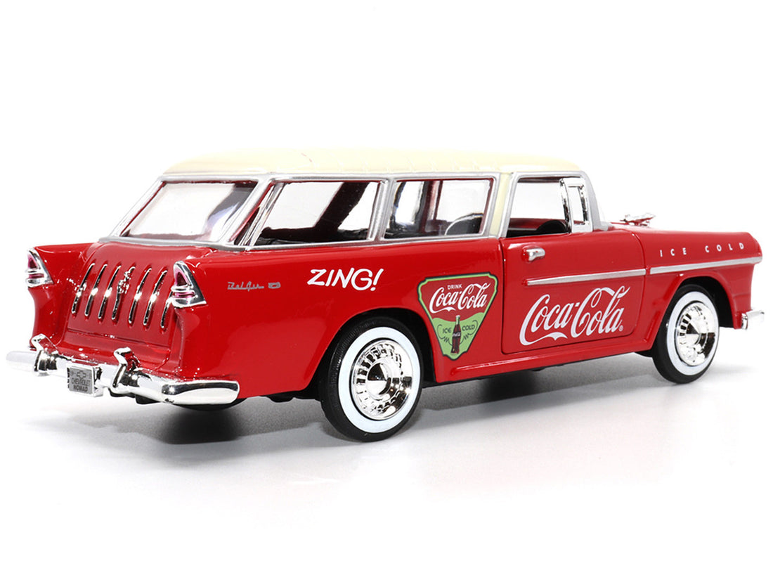 1955 Chevrolet Bel Air Nomad Red with White Top "Coca-Cola" 1/24 Diecast Model Car by Motor City Classics-2