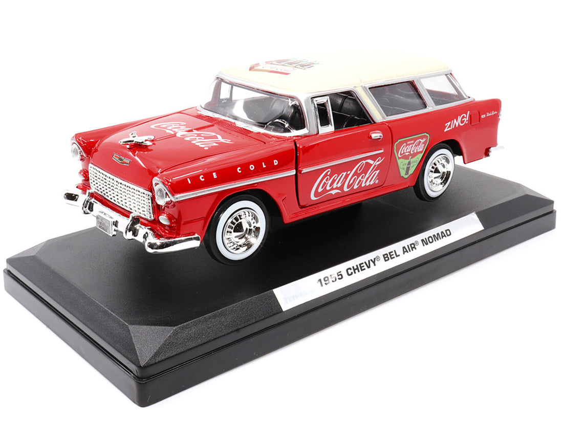 1955 Chevrolet Bel Air Nomad Red with White Top "Coca-Cola" 1/24 Diecast Model Car by Motor City Classics-3