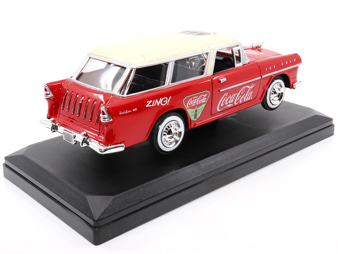 1955 Chevrolet Bel Air Nomad Red with White Top "Coca-Cola" 1/24 Diecast Model Car by Motor City Classics-4