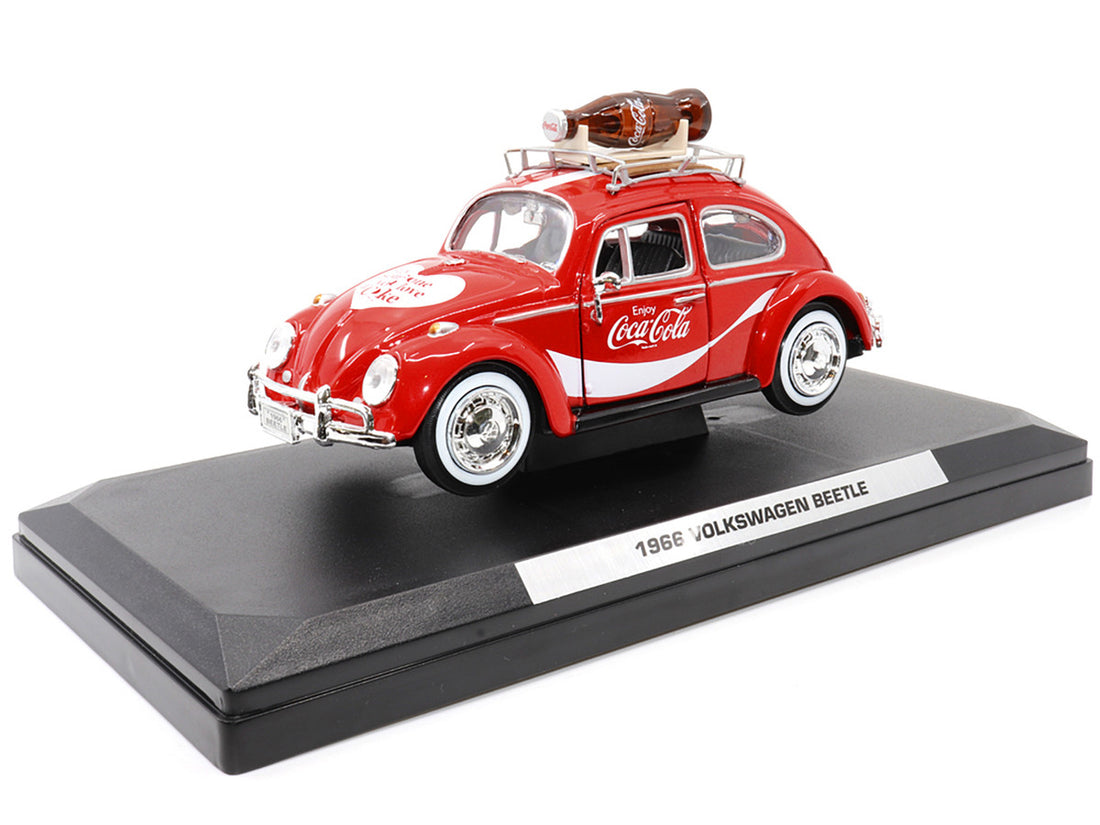 1966 Volkswagen Beetle Red "Enjoy Coca-Cola" with Roof Rack and Accessories 1/24 Diecast Model Car by Motor City Classics-4