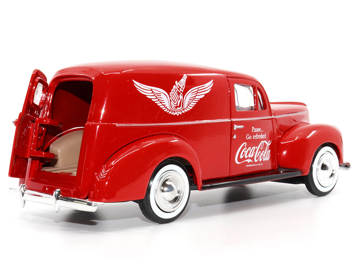 1940 Ford Sedan Cargo Van Red "Pause... Go Refreshed Coca-Cola" with Vending Machine Accessory 1/24 Diecast Model Car by Motor City Classics-2