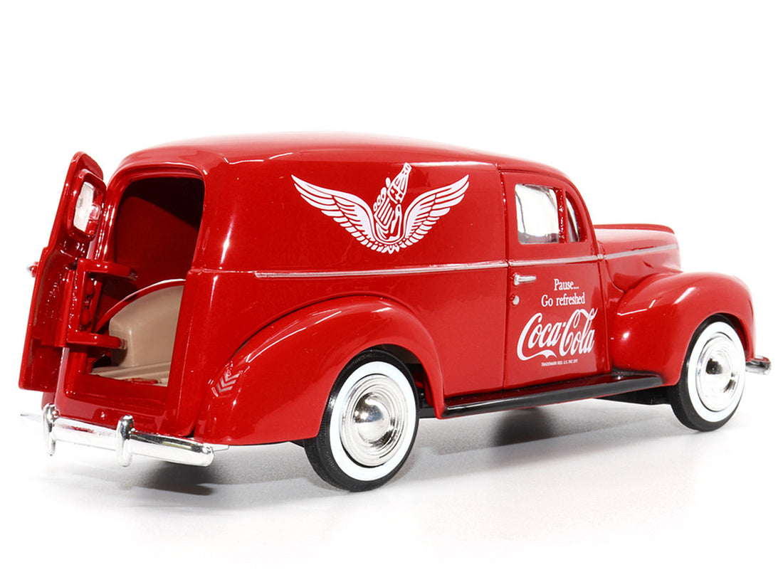 1940 Ford Sedan Cargo Van Red "Pause... Go Refreshed Coca-Cola" with Vending Machine Accessory 1/24 Diecast Model Car by Motor City Classics-2