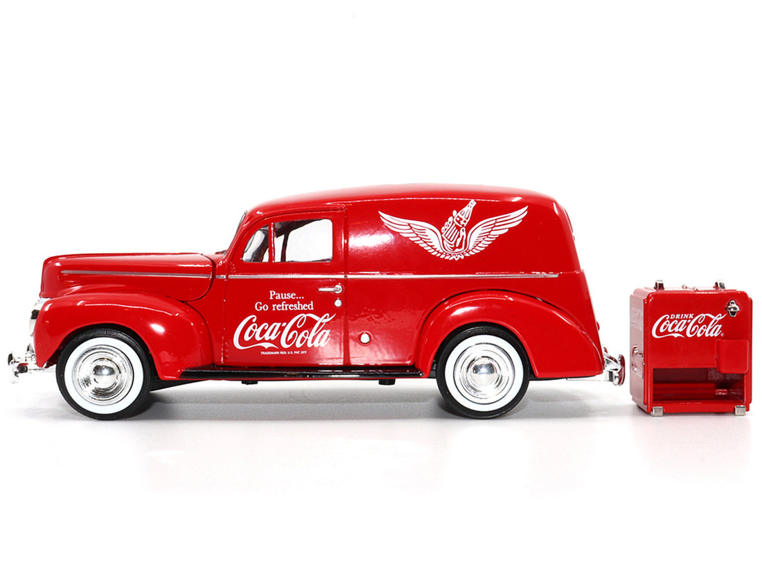 1940 Ford Sedan Cargo Van Red "Pause... Go Refreshed Coca-Cola" with Vending Machine Accessory 1/24 Diecast Model Car by Motor City Classics-3