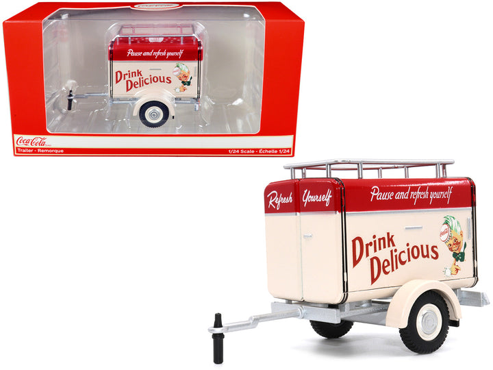 Travel Trailer Cream with Red Top "Pause and Refresh Yourself Drink Delicious Coca-Cola" 1/24 Diecast Model Car by Motor City Classics-0