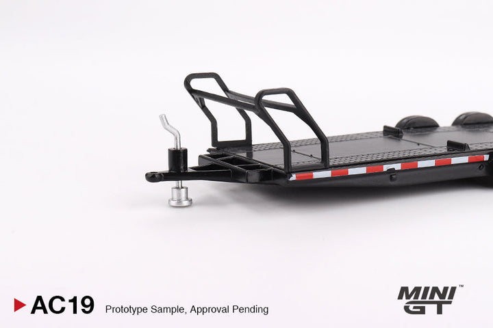 Car Hauler Trailer Black #AC19 1:64 by Mini-GT MGTAC19 Angled Front View 2