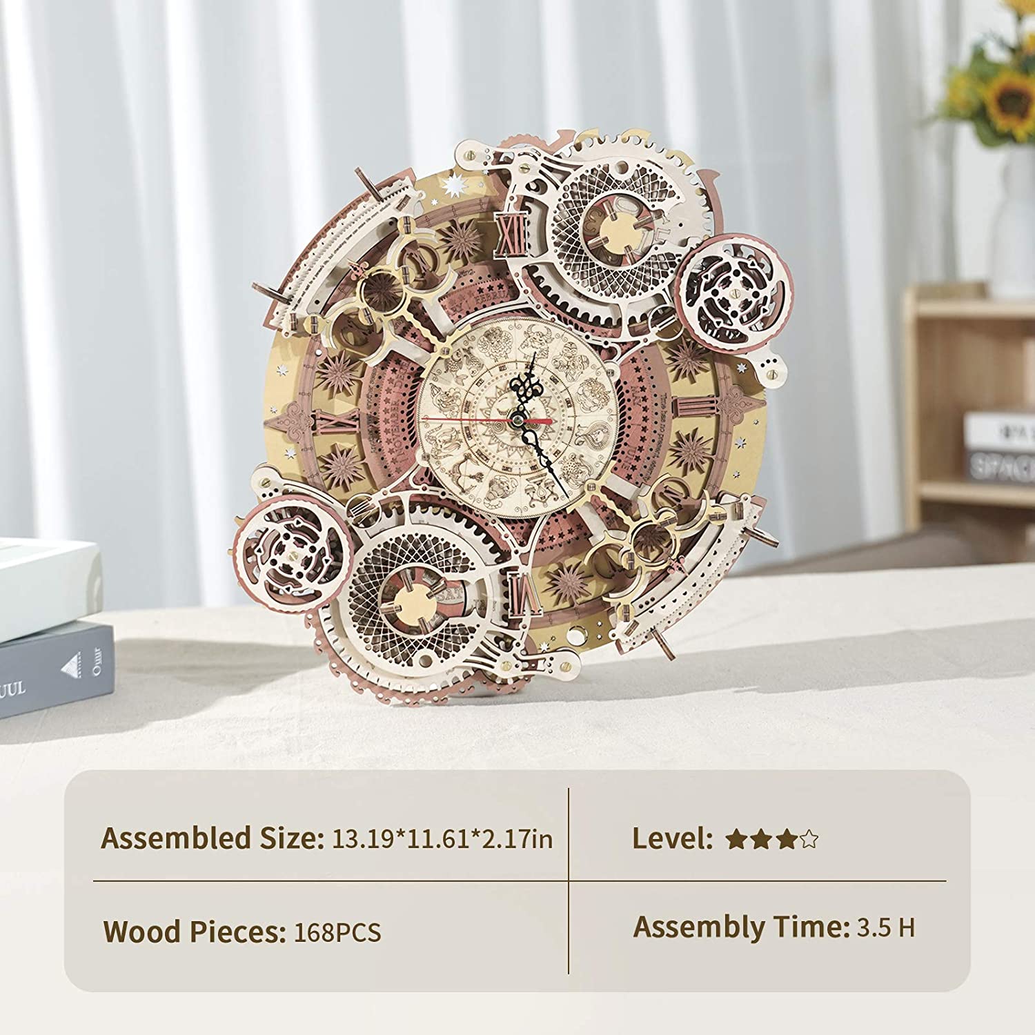 3D Wooden Art Zodiac Wall Clock Puzzle. 4