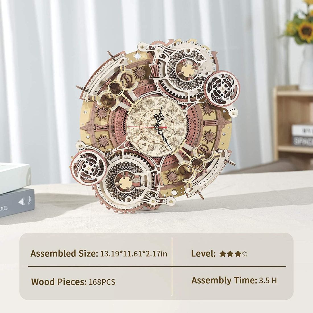 3D Wooden Art Zodiac Wall Clock Puzzle. 4