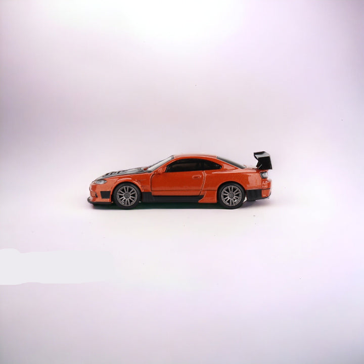 Nissan Silvia S15 D-MAX Metallic Orange #581 1:64 by Mini-GT MGT0581 Side View