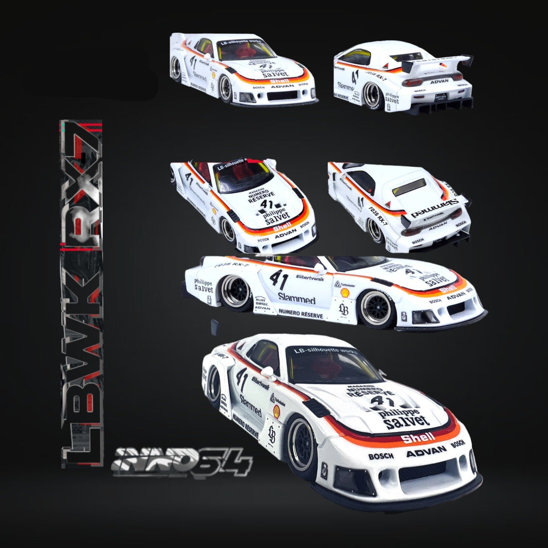 Mazda RX-7 LBWK in White 1:64 by Inno64 IN64-LBWK-RX7-02