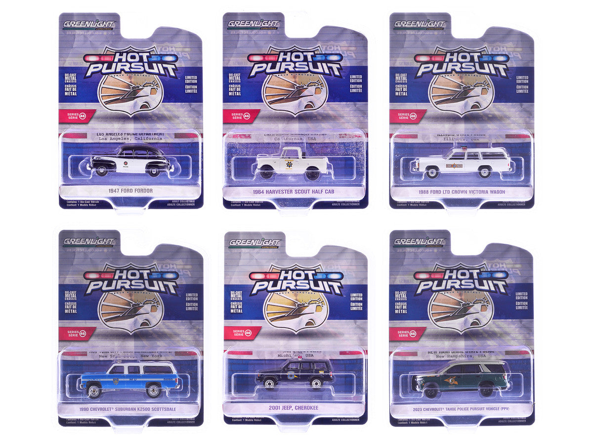 "Hot Pursuit" Series 46 Set of 6 Police Cars 1/64 Diecast Model Cars by Greenlight-2
