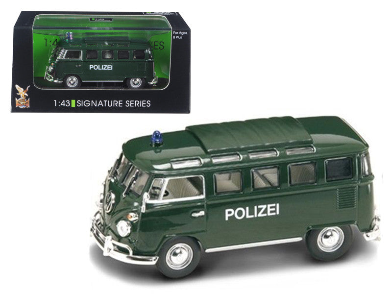 1962 Volkswagen Microbus Police Green 1/43 Diecast Car Model by Road Signature-0