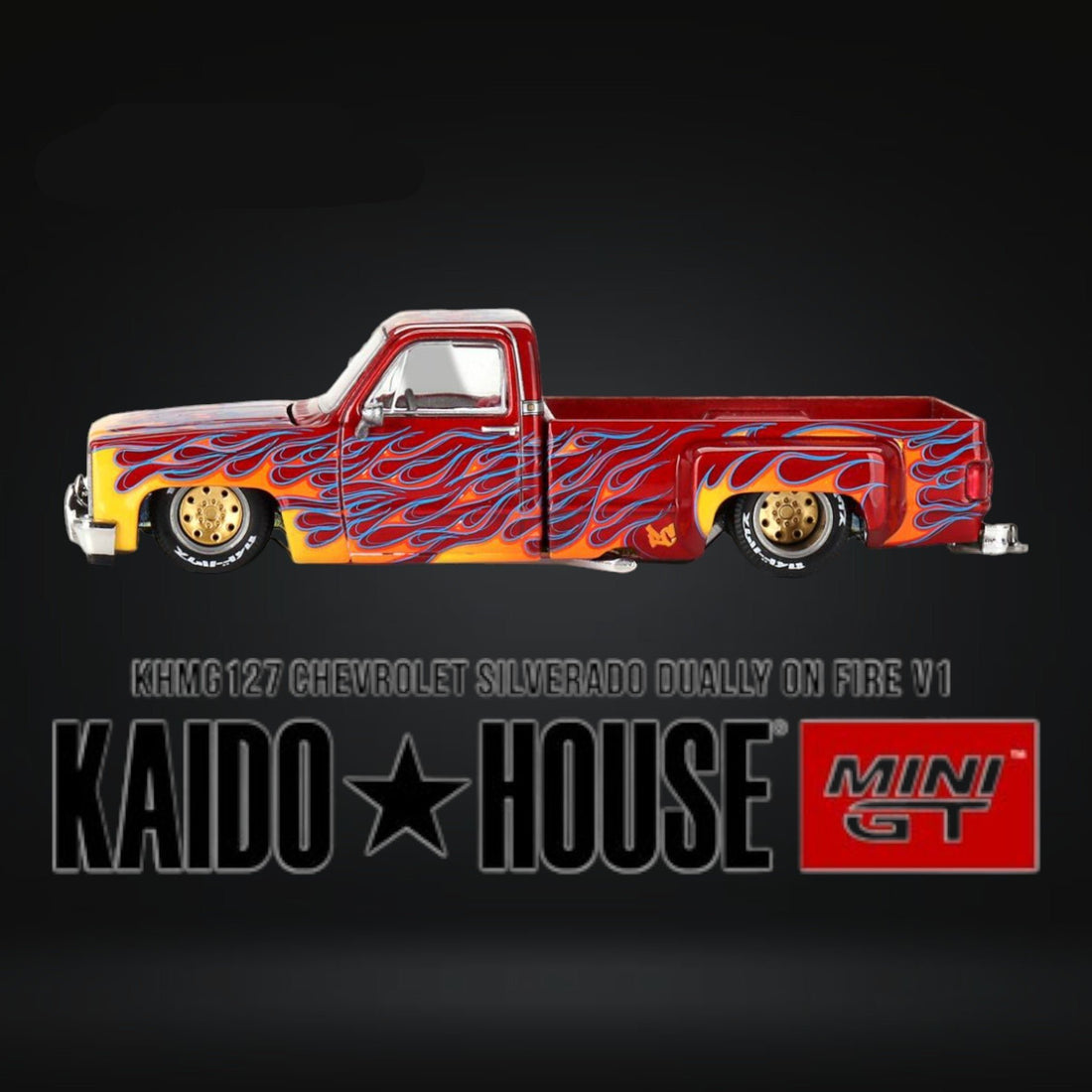 Chevrolet Silverado DUALLY on Fire V1 1:64 KHMG127 by Mini GT x Kaido House - 4