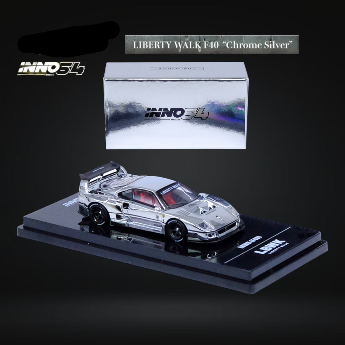 Ferrari F40 LBWK Chrome Silver MDX 24' 1:64 IN64-LBWKF40-CHS by Inno64