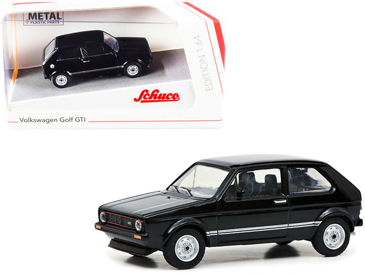 Volkswagen Golf GTI Black with Silver Stripes 1/64 Diecast Model Car by Schuco-0