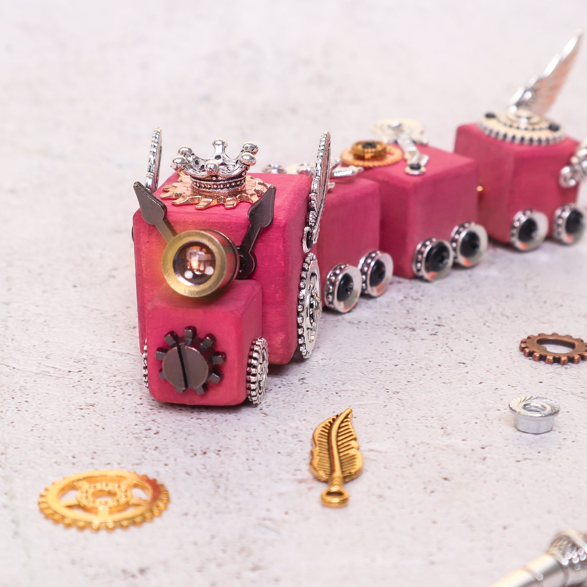 DIY Timber Train Kit – Build a Wooden Train with LED Light, Fun Accessories, Home and Office Décor 9